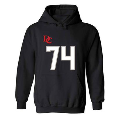Davidson - NCAA Football : Kyler Herring - Black Replica Shersey Hooded Sweatshirt-0