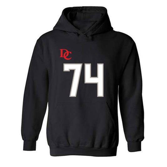 Davidson - NCAA Football : Kyler Herring - Black Replica Shersey Hooded Sweatshirt-0
