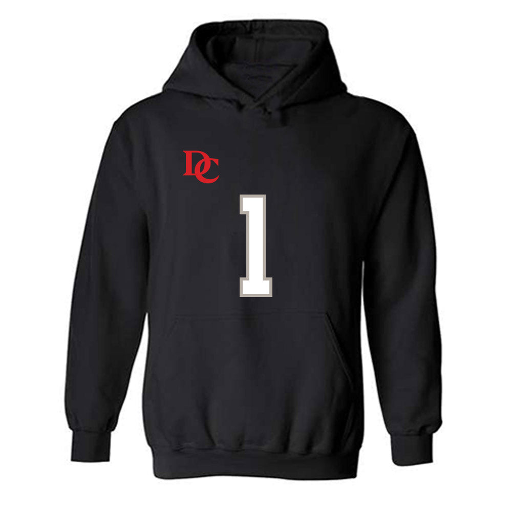 Davidson - NCAA Football : Jaleel Sales - Black Replica Shersey Hooded Sweatshirt
