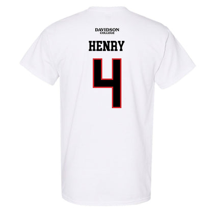 Davidson - NCAA Football : Tahir Henry - White Replica Shersey T-Shirt