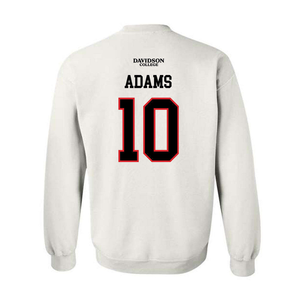 Davidson - NCAA Football : AJ Adams - White Replica Shersey Crewneck Sweatshirt