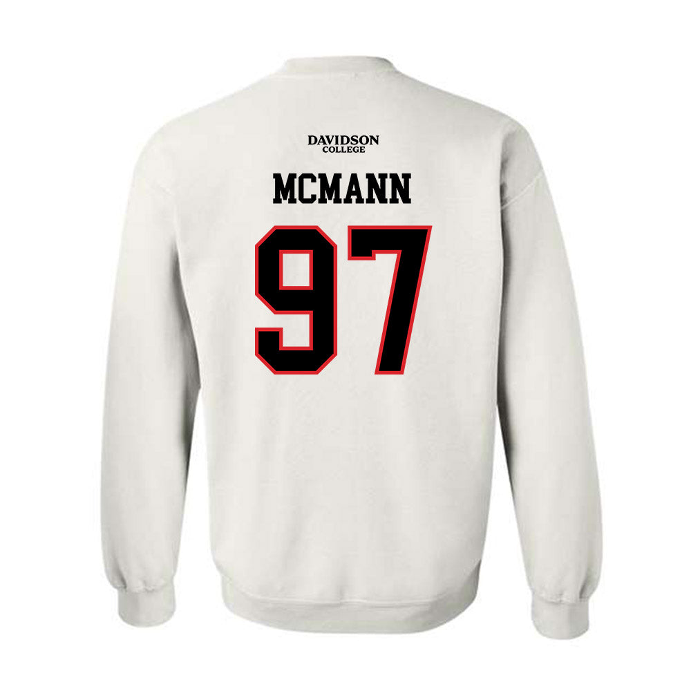 Davidson - NCAA Football : Liam McMann - White Replica Shersey Crewneck Sweatshirt-1