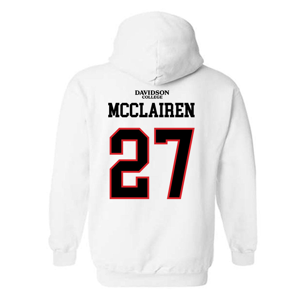 Davidson - NCAA Football : Revis McClairen - White Replica Shersey Hooded Sweatshirt-1