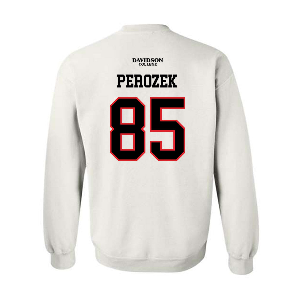 Davidson - NCAA Football : Jack Perozek - White Replica Shersey Crewneck Sweatshirt-1