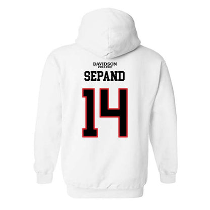 Davidson - NCAA Football : Isaiah Sepand - White Replica Shersey Hooded Sweatshirt