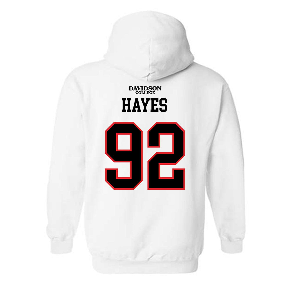 Davidson - NCAA Football : Christian Hayes - White Replica Shersey Hooded Sweatshirt-1