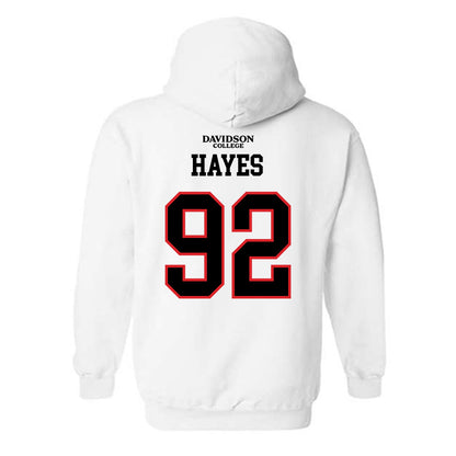 Davidson - NCAA Football : Christian Hayes - White Replica Shersey Hooded Sweatshirt-1