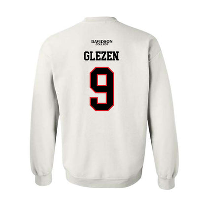 Davidson - NCAA Football : Landon Glezen - White Replica Shersey Crewneck Sweatshirt-1