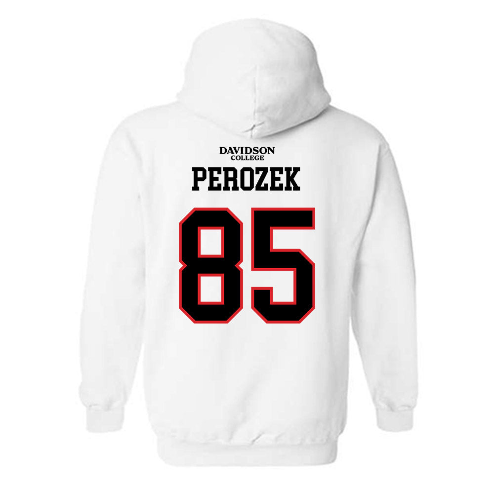 Davidson - NCAA Football : Jack Perozek - White Replica Shersey Hooded Sweatshirt-1
