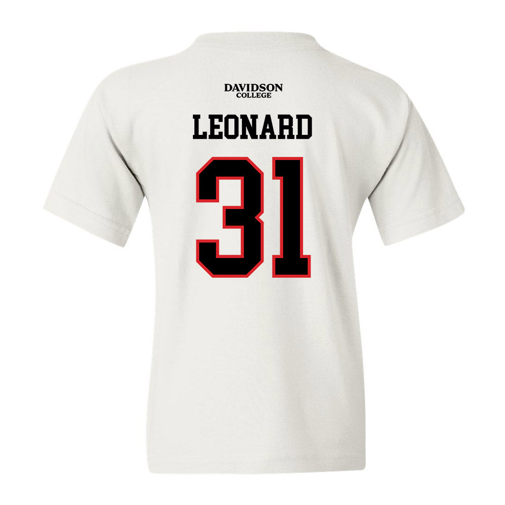 Davidson - NCAA Football : Michael Leonard - White Replica Shersey Youth T-Shirt