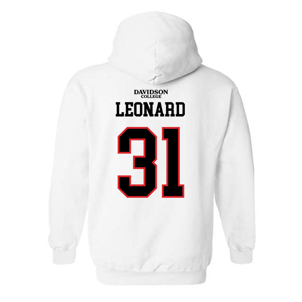 Davidson - NCAA Football : Michael Leonard - White Replica Shersey Hooded Sweatshirt