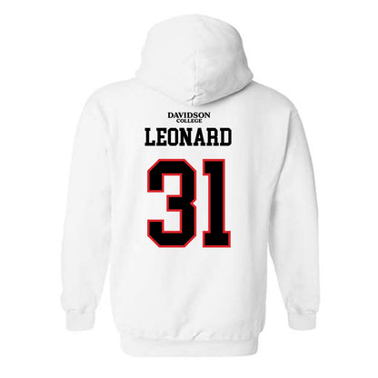 Davidson - NCAA Football : Michael Leonard - White Replica Shersey Hooded Sweatshirt