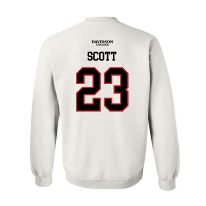 Davidson - NCAA Football : Nakoma Scott - White Replica Shersey Crewneck Sweatshirt-1
