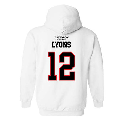 Davidson - NCAA Football : Christian Lyons - White Replica Shersey Hooded Sweatshirt-1
