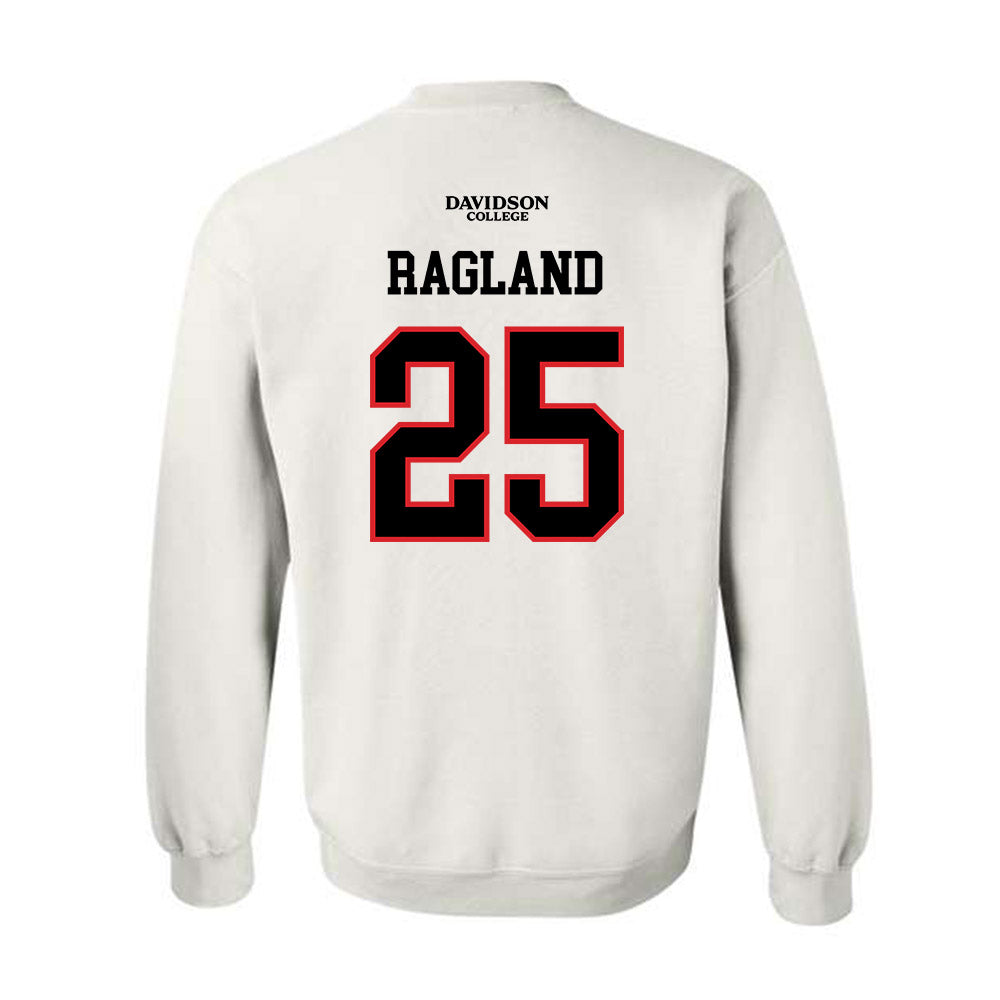 Davidson - NCAA Football : Shay Ragland - White Replica Shersey Crewneck Sweatshirt-1