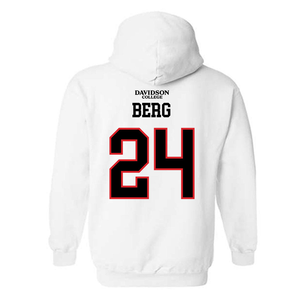 Davidson - NCAA Football : Brodey Berg - White Replica Shersey Hooded Sweatshirt-1