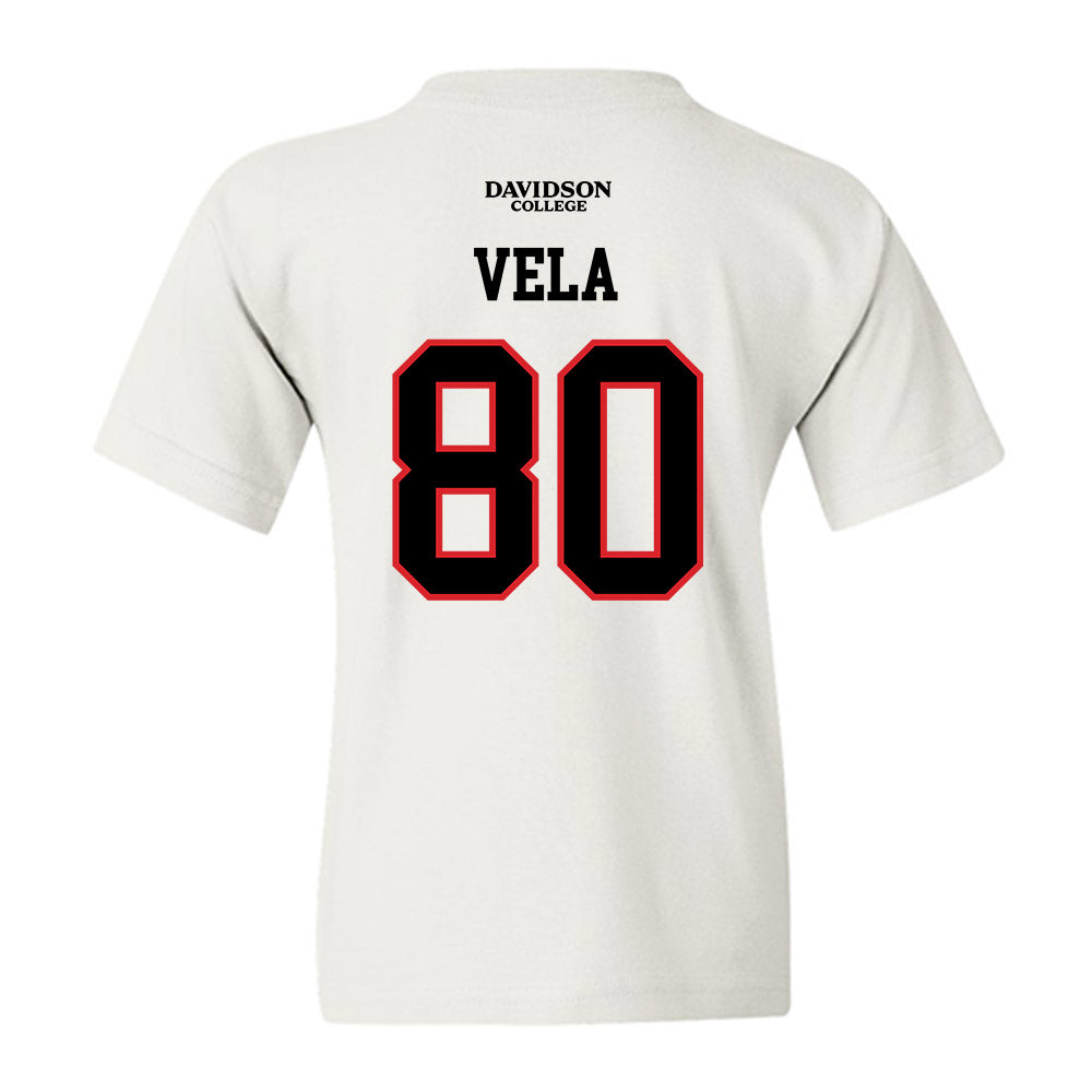 Davidson - NCAA Football : Xavier Vela - White Replica Shersey Youth T-Shirt-1
