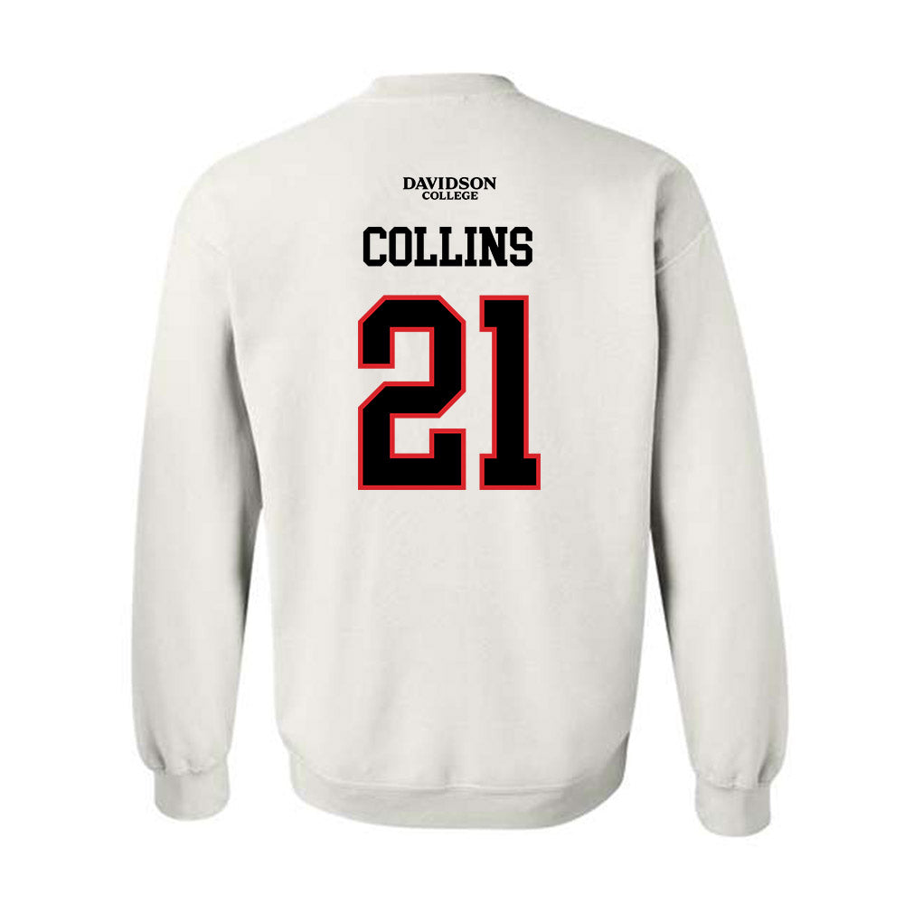 Davidson - NCAA Football : Caiden Collins - White Replica Shersey Crewneck Sweatshirt-1