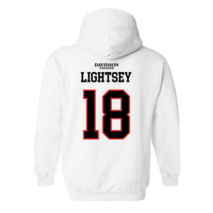 Davidson - NCAA Football : Jacary Lightsey - White Replica Shersey Hooded Sweatshirt