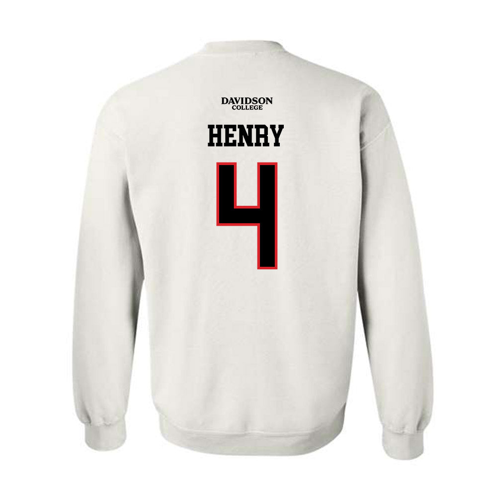 Davidson - NCAA Football : Tahir Henry - White Replica Shersey Crewneck Sweatshirt