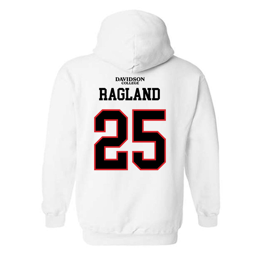 Davidson - NCAA Football : Shay Ragland - White Replica Shersey Hooded Sweatshirt-1