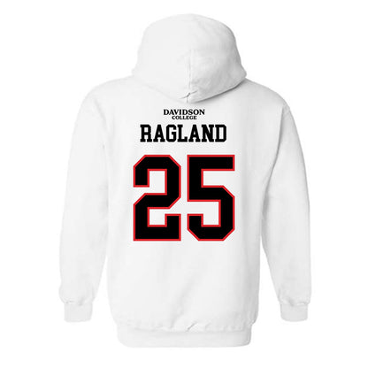Davidson - NCAA Football : Shay Ragland - White Replica Shersey Hooded Sweatshirt-1