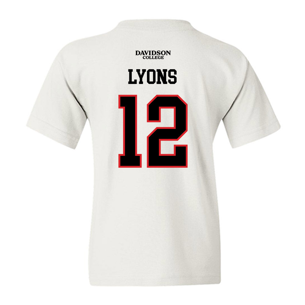 Davidson - NCAA Football : Christian Lyons - White Replica Shersey Youth T-Shirt-1