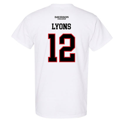 Davidson - NCAA Football : Christian Lyons - White Replica Shersey T-Shirt-1
