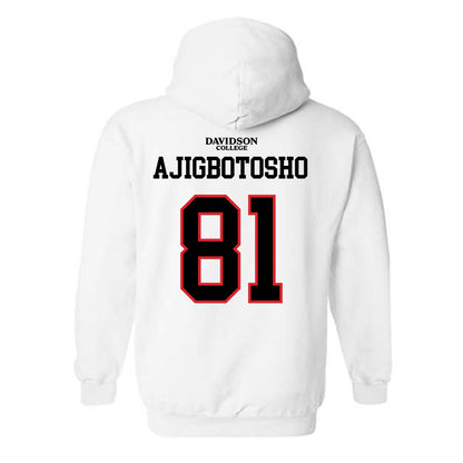 Davidson - NCAA Football : Alani Ajigbotosho - White Replica Shersey Hooded Sweatshirt