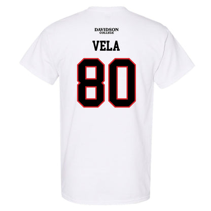 Davidson - NCAA Football : Xavier Vela - White Replica Shersey T-Shirt-1