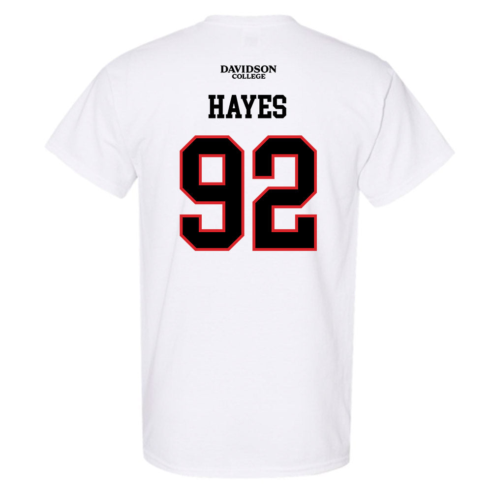 Davidson - NCAA Football : Christian Hayes - White Replica Shersey T-Shirt-1