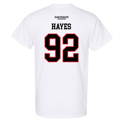 Davidson - NCAA Football : Christian Hayes - White Replica Shersey T-Shirt-1