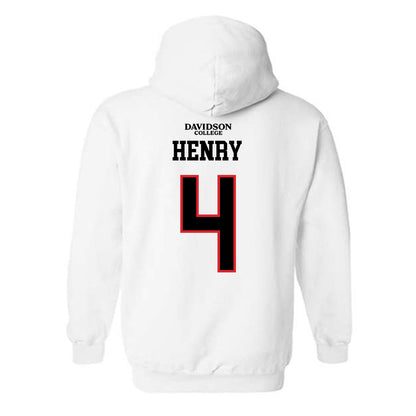 Davidson - NCAA Football : Tahir Henry - White Replica Shersey Hooded Sweatshirt