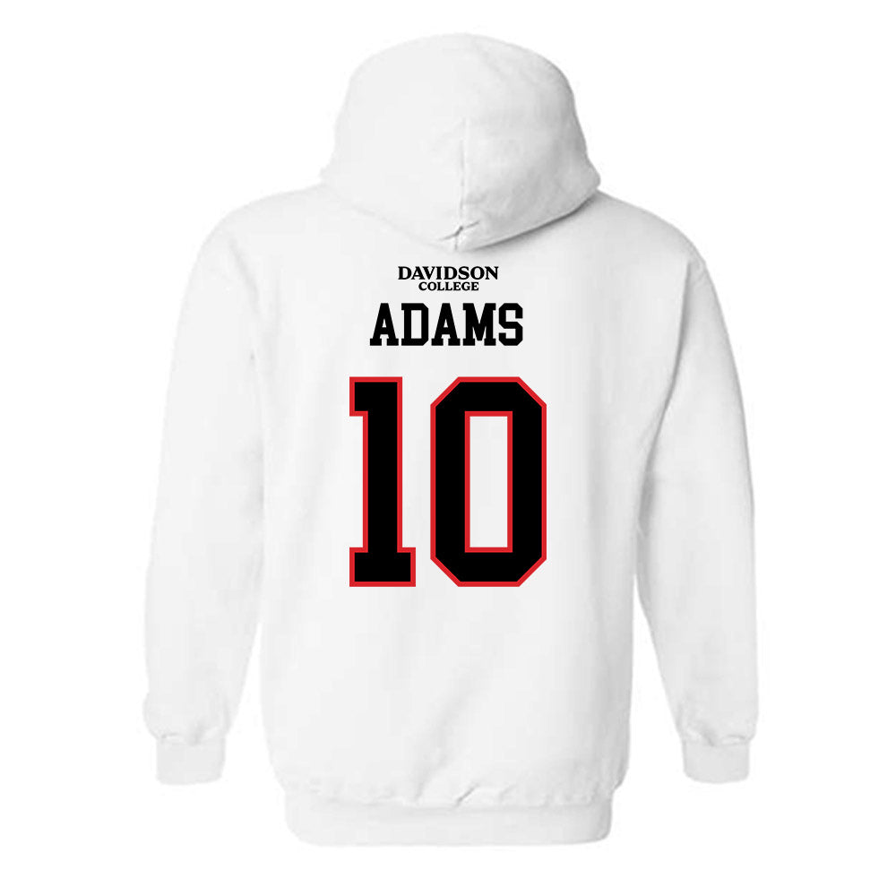 Davidson - NCAA Football : AJ Adams - White Replica Shersey Hooded Sweatshirt