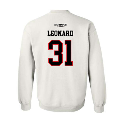 Davidson - NCAA Football : Michael Leonard - White Replica Shersey Crewneck Sweatshirt