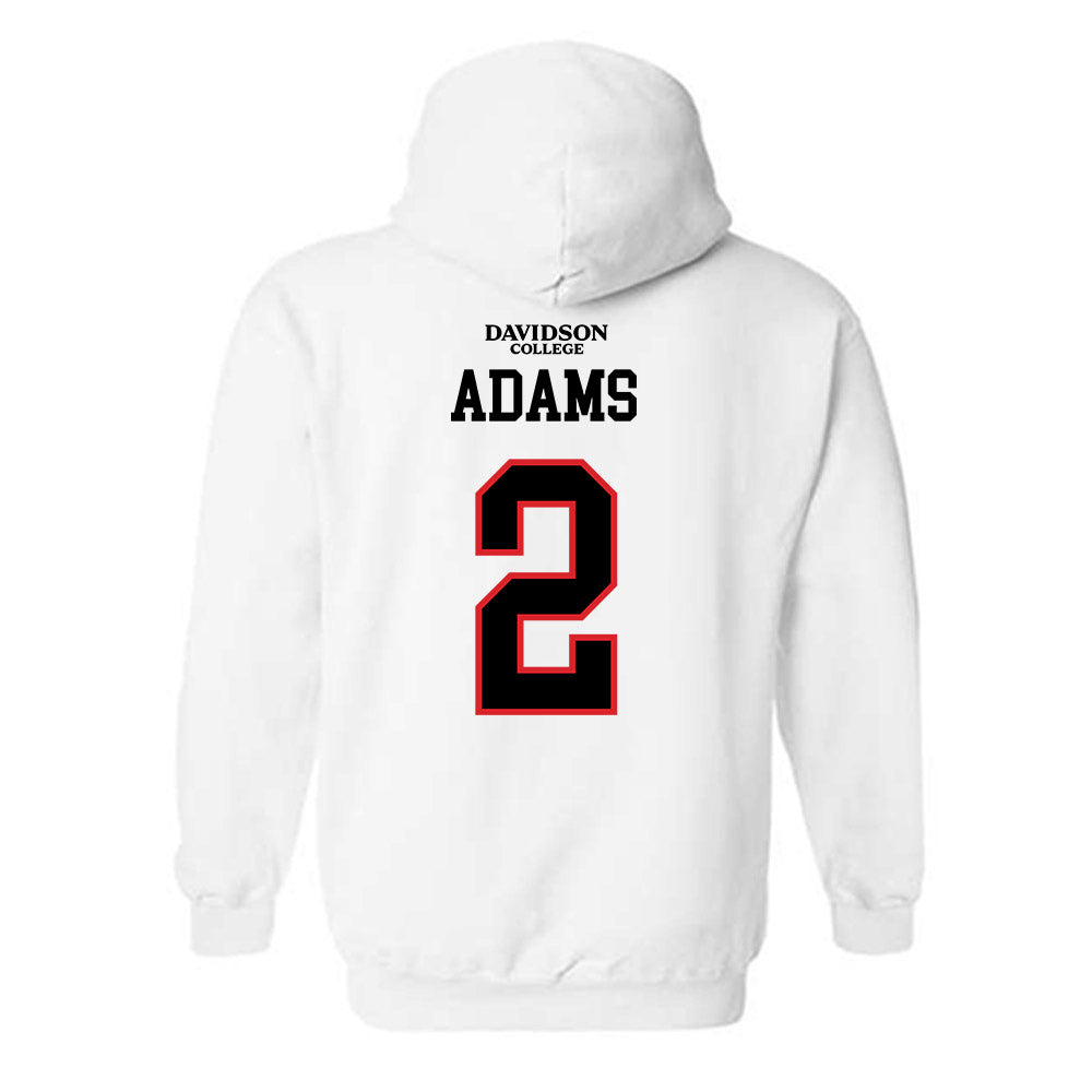 Davidson - NCAA Football : Mari Adams - White Replica Shersey Hooded Sweatshirt