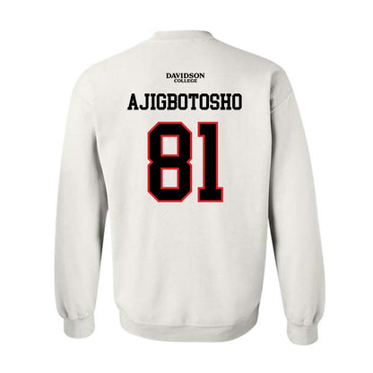 Davidson - NCAA Football : Alani Ajigbotosho - White Replica Shersey Crewneck Sweatshirt