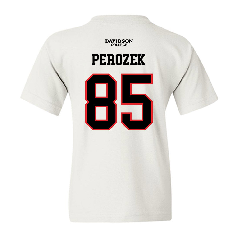Davidson - NCAA Football : Jack Perozek - White Replica Shersey Youth T-Shirt-1