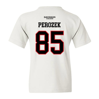 Davidson - NCAA Football : Jack Perozek - White Replica Shersey Youth T-Shirt-1