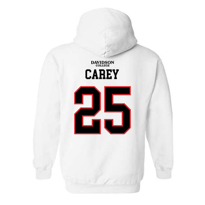 Davidson - NCAA Football : Aaron Carey - White Replica Shersey Hooded Sweatshirt