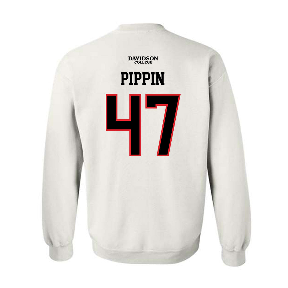 Davidson - NCAA Football : Nash Pippin - White Replica Shersey Crewneck Sweatshirt-1