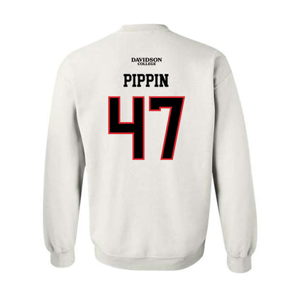 Davidson - NCAA Football : Nash Pippin - White Replica Shersey Crewneck Sweatshirt-1