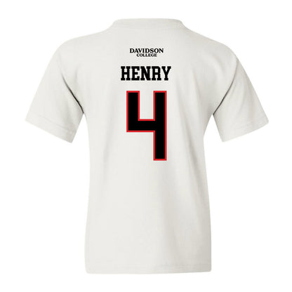 Davidson - NCAA Football : Tahir Henry - White Replica Shersey Youth T-Shirt