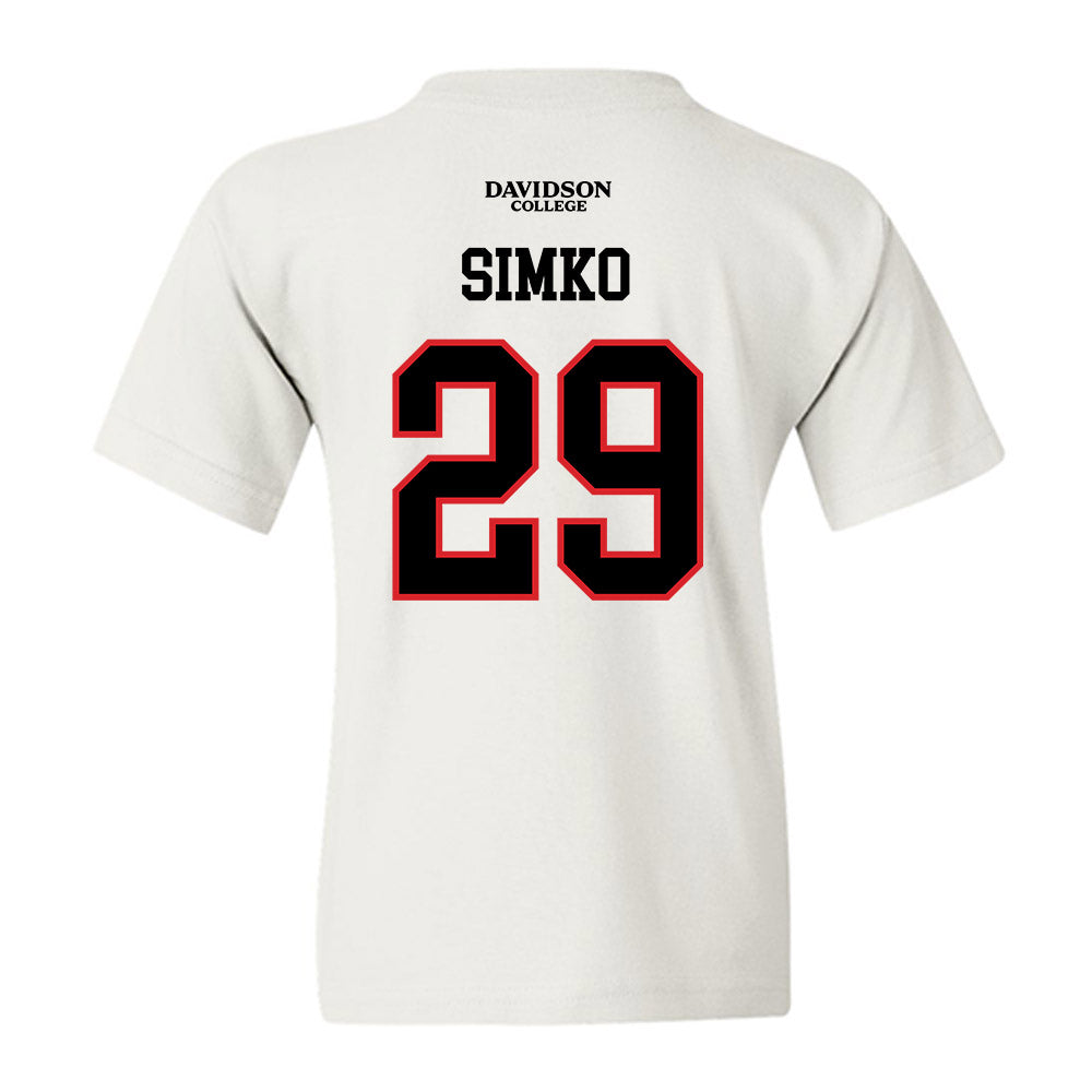 Davidson - NCAA Football : Carter Simko - White Replica Shersey Youth T-Shirt-1