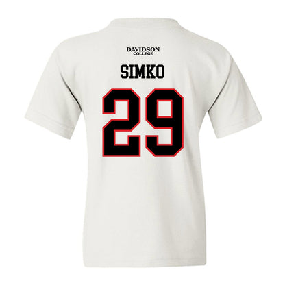 Davidson - NCAA Football : Carter Simko - White Replica Shersey Youth T-Shirt-1