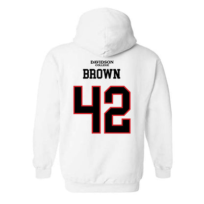 Davidson - NCAA Football : Dallas Brown - White Replica Shersey Hooded Sweatshirt