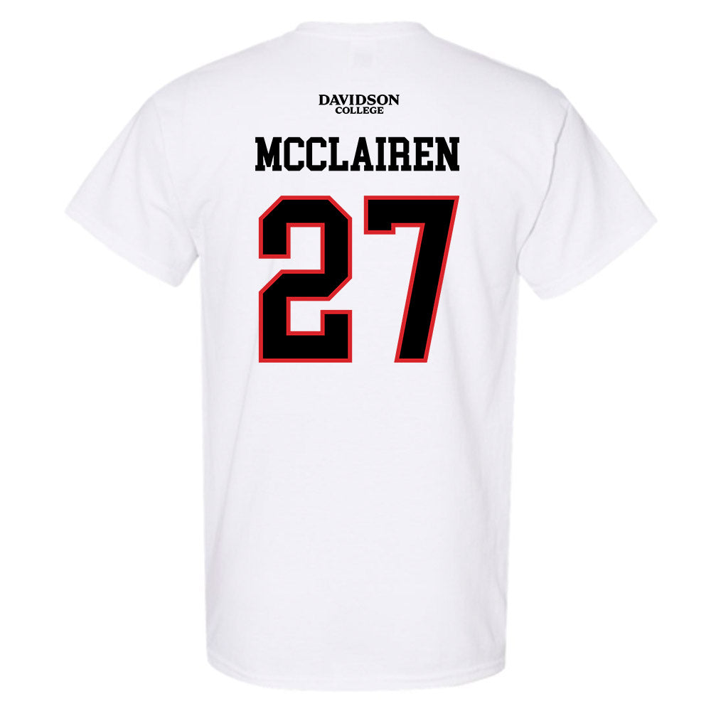 Davidson - NCAA Football : Revis McClairen - White Replica Shersey T-Shirt-1