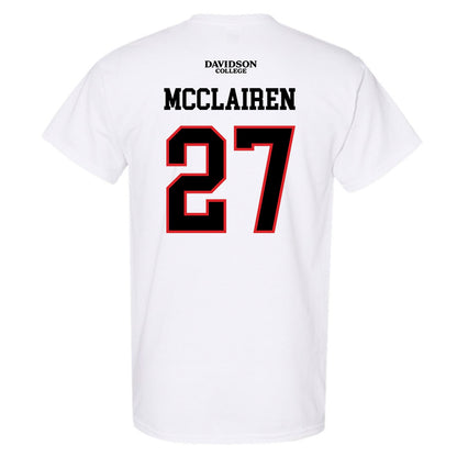 Davidson - NCAA Football : Revis McClairen - White Replica Shersey T-Shirt-1