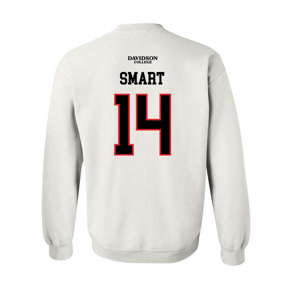 Davidson - NCAA Football : Landon Smart - White Replica Shersey Crewneck Sweatshirt