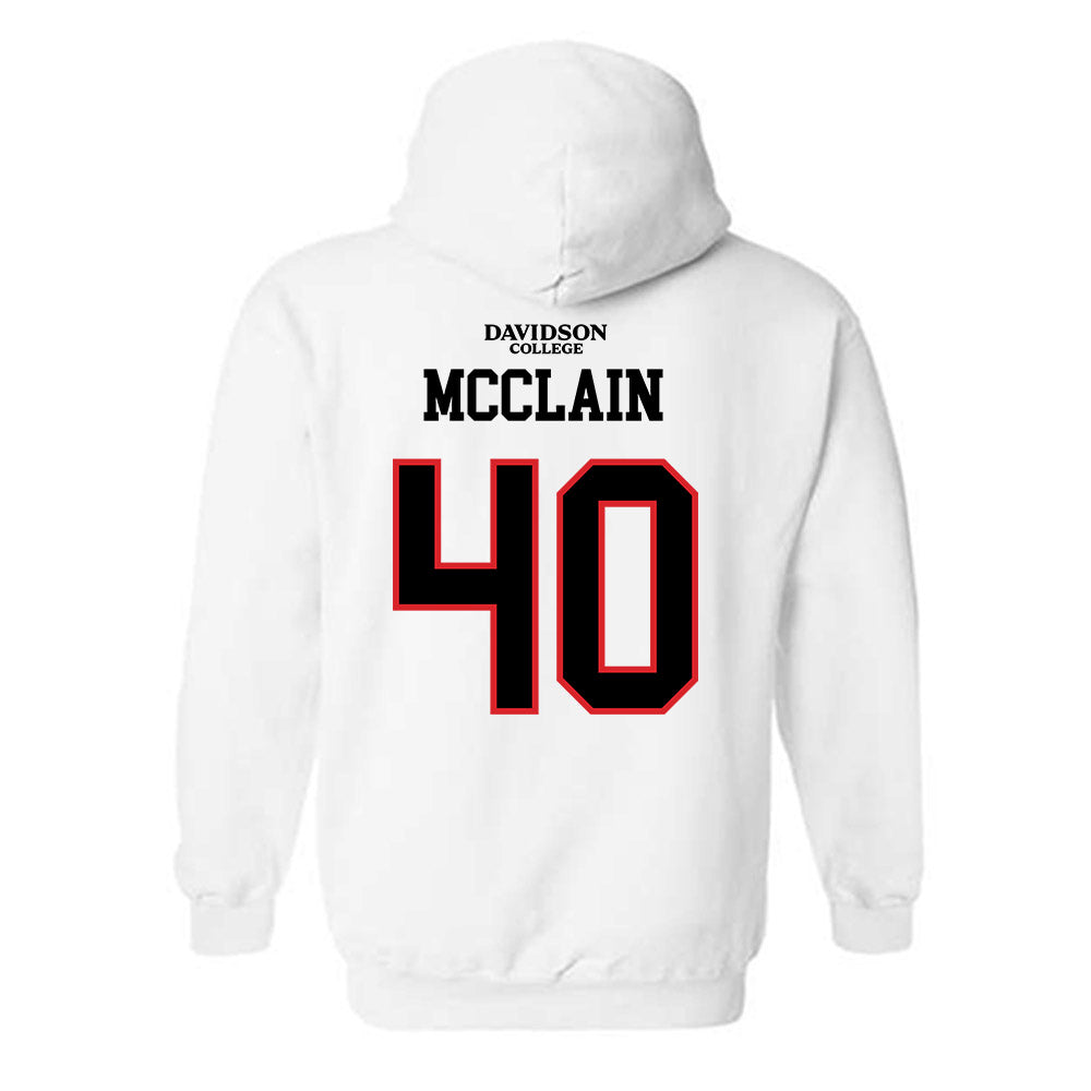Davidson - NCAA Football : Carius McClain - White Replica Shersey Hooded Sweatshirt